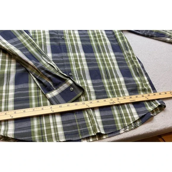 Beverly Hills Polo Club Plaid Button Down Shirt XL Green Navy Long Sleeve - Picture 9 of 11